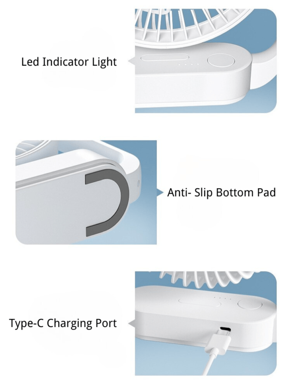 Portable Desk Fan with Led Light - Image 4